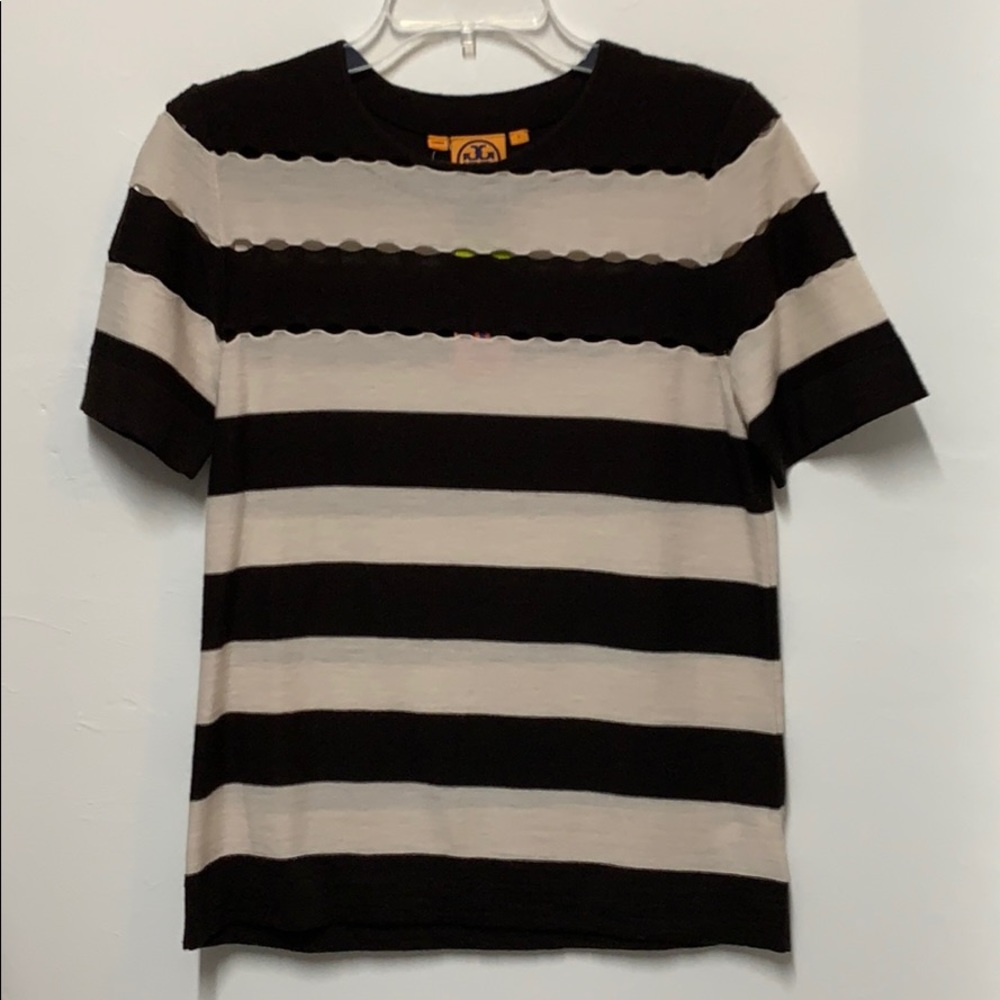 NWT Tory Burch Striped Short Sleeved Sweater sz S